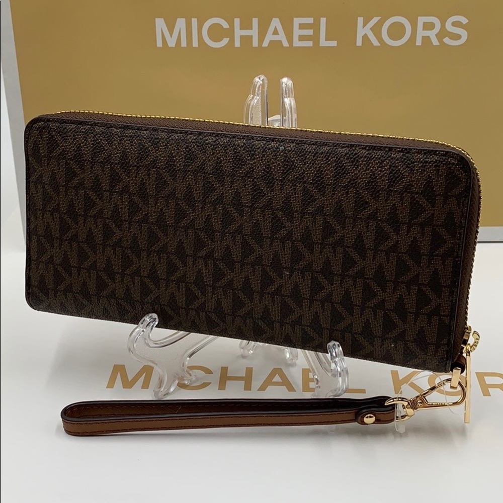 MICHAEL KORS Jet Set Travel Continental Zip Wristlet Phone Holder Wallet NWT - Picture 6 of 11